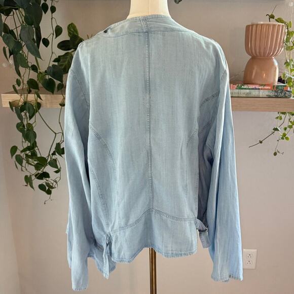 Soft Surroundings Light Chambray Drape Alicante Tencel Topper 1X Fall Layering - Picture 2 of 8